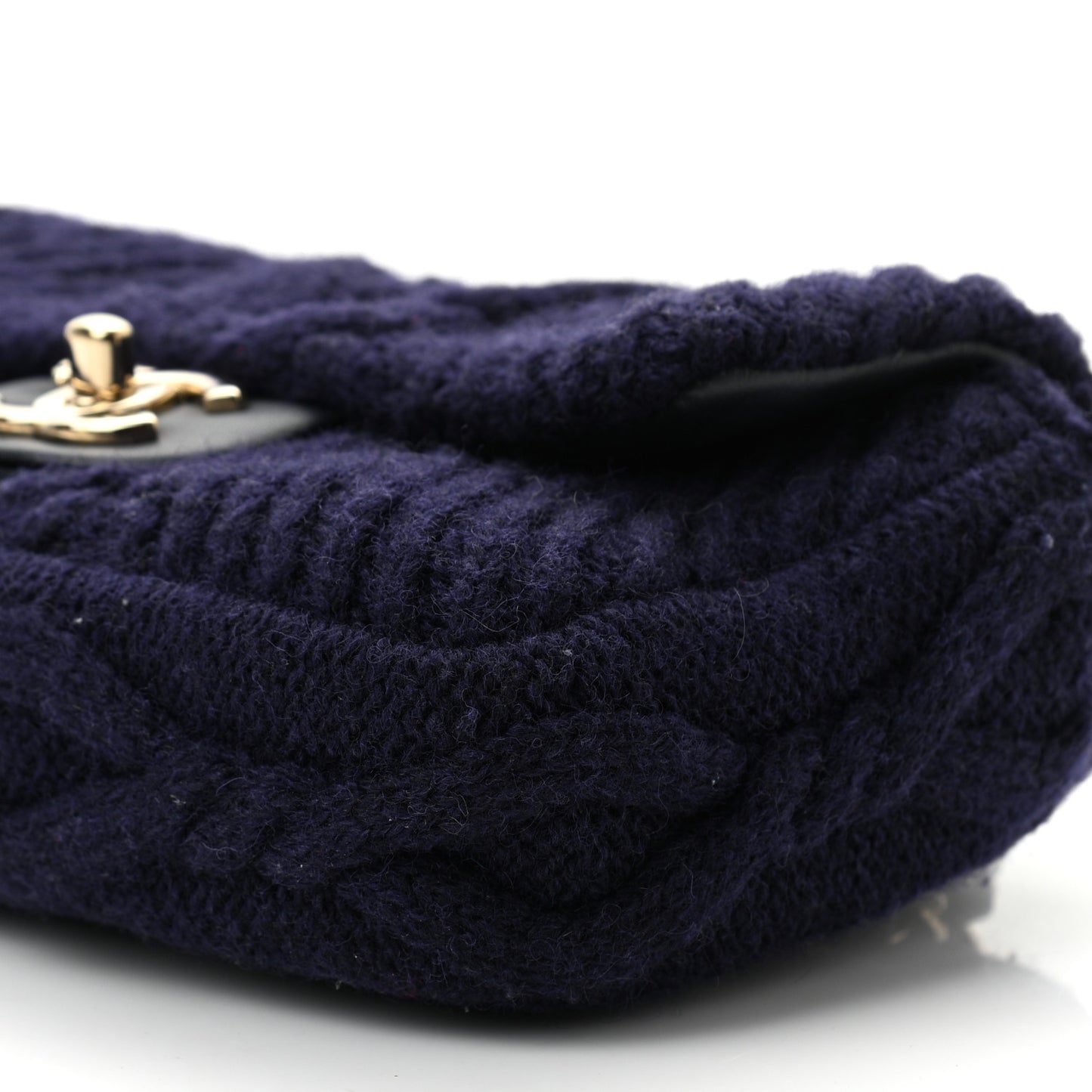 Cable Knit Mini Paris-Hamburg Flap Navy Blue