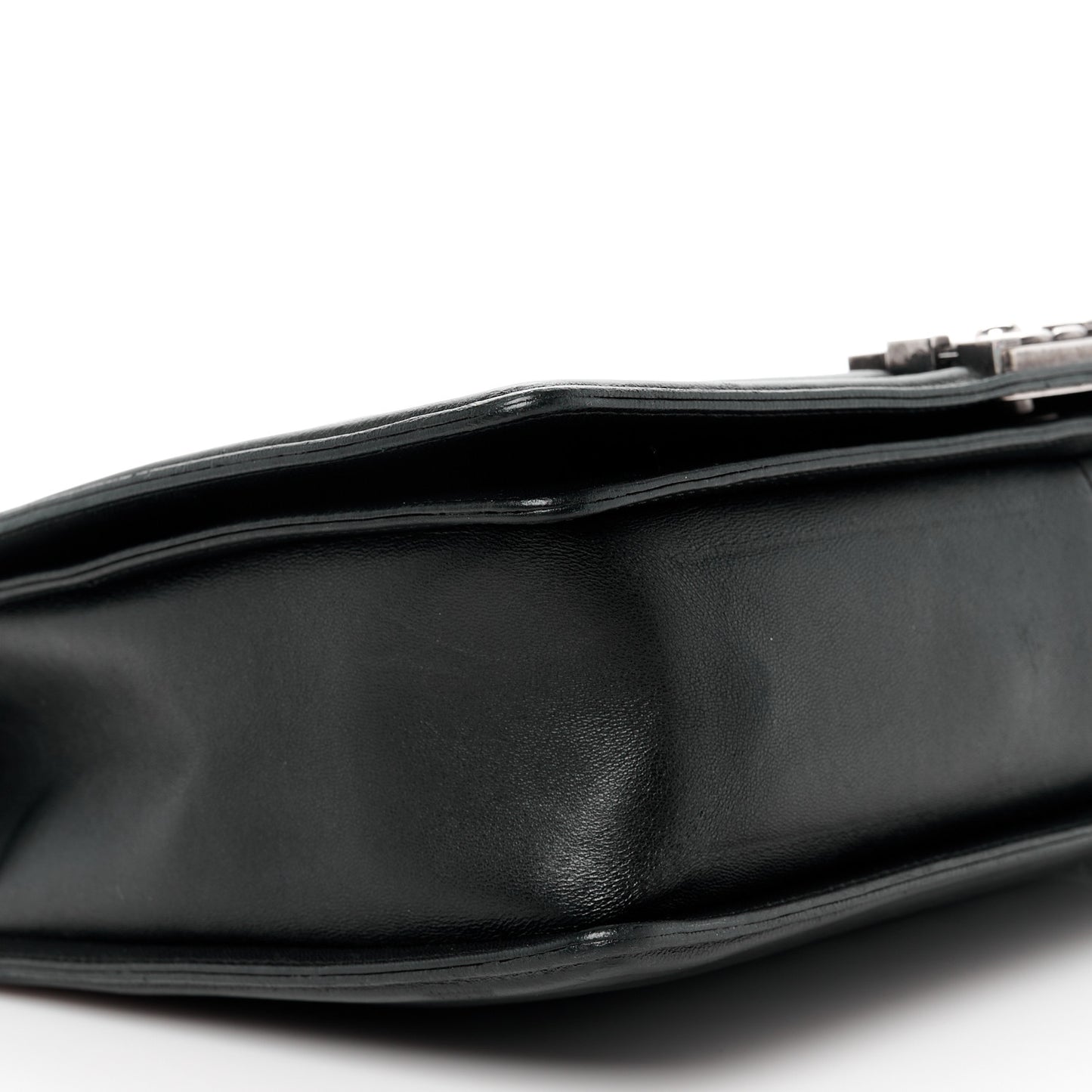 Lambskin Quilted Large Boy Flap Black