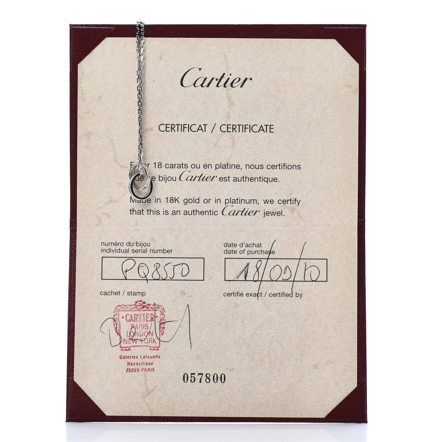 Cartier 18K White Gold Diamond Interlocking LOVE Necklace 7 of 7