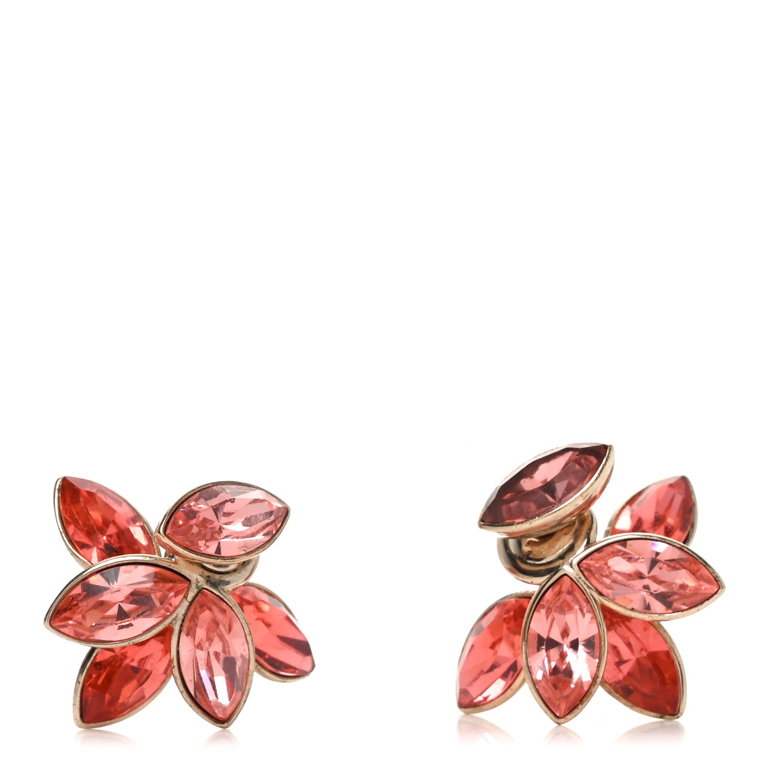 Christian Dior Metal Crystal Tribal Earrings Pink 1 of 4