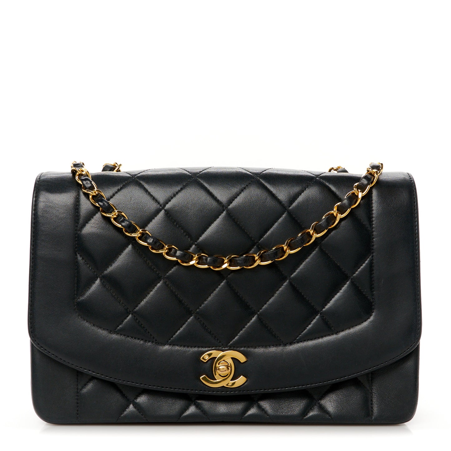 Lambskin Quilted Medium Single Flap Black