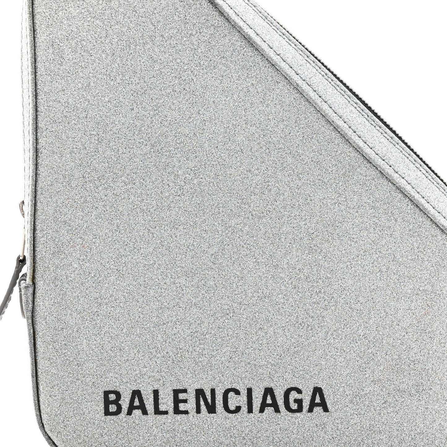 Glitter M Triangle Pouch Argent Black