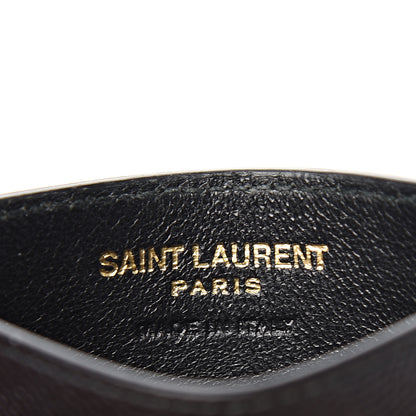 Saint Laurent Grain De Poudre Matelasse Chevron Monogram Credit Card Case Black 5 of 8