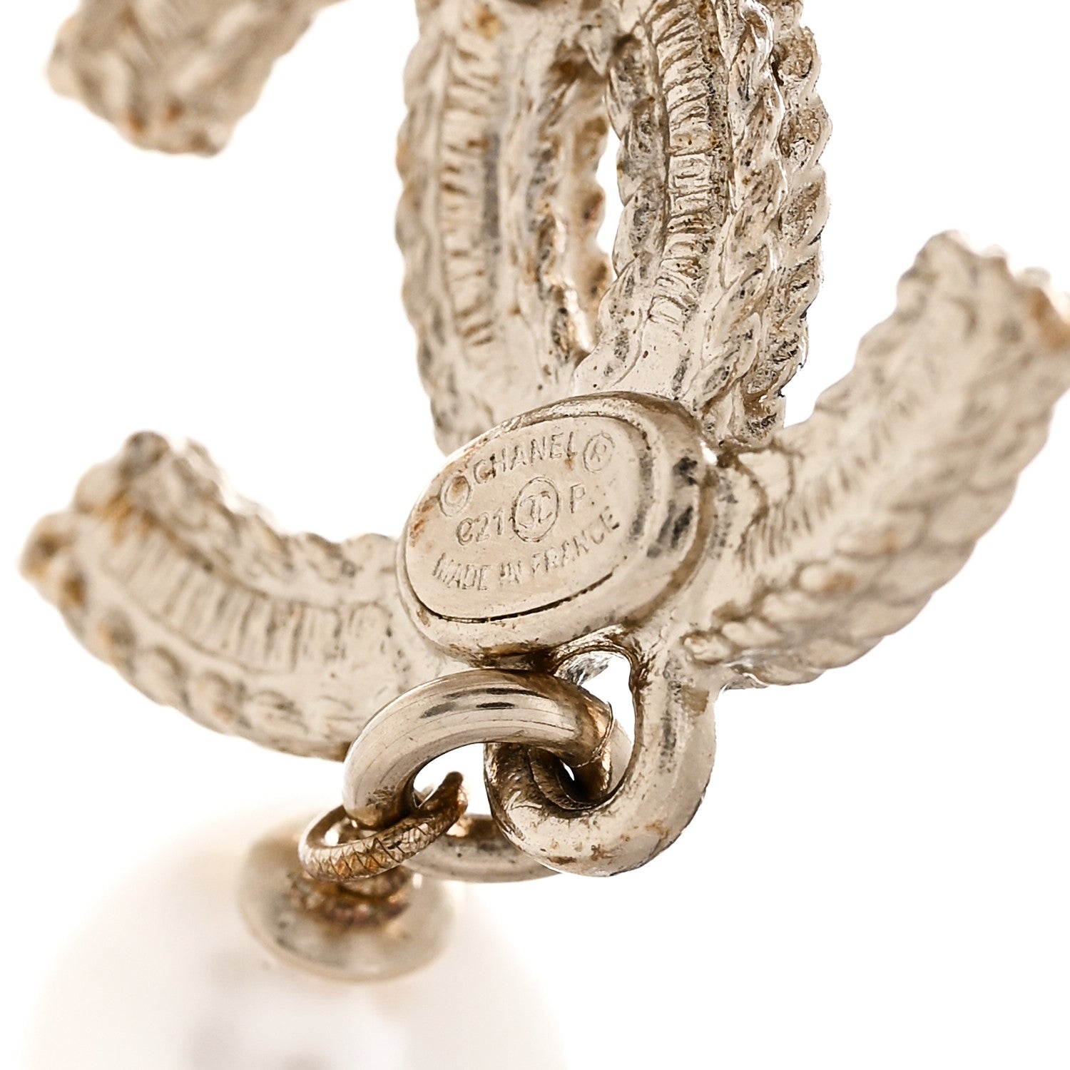Chanel Crystal Pearl CC Drop Earrings Gold 4 of 5