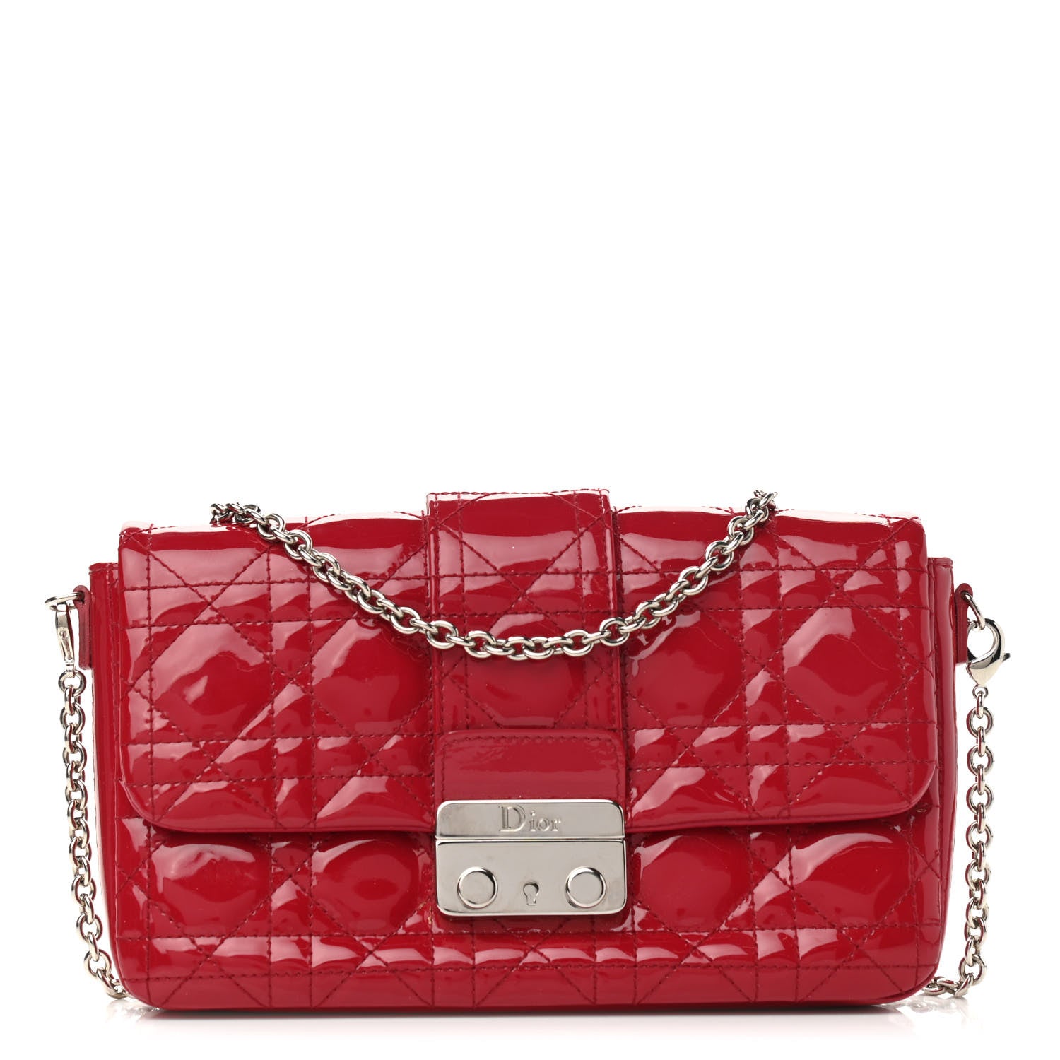 Christian Dior Patent Cannage New Lock Pouch Red 1 of 11