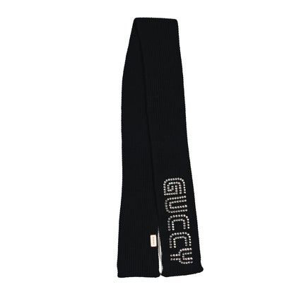Gucci X SEGA Wool Crystal GUCCY Embellished Scarf Black 2 of 3