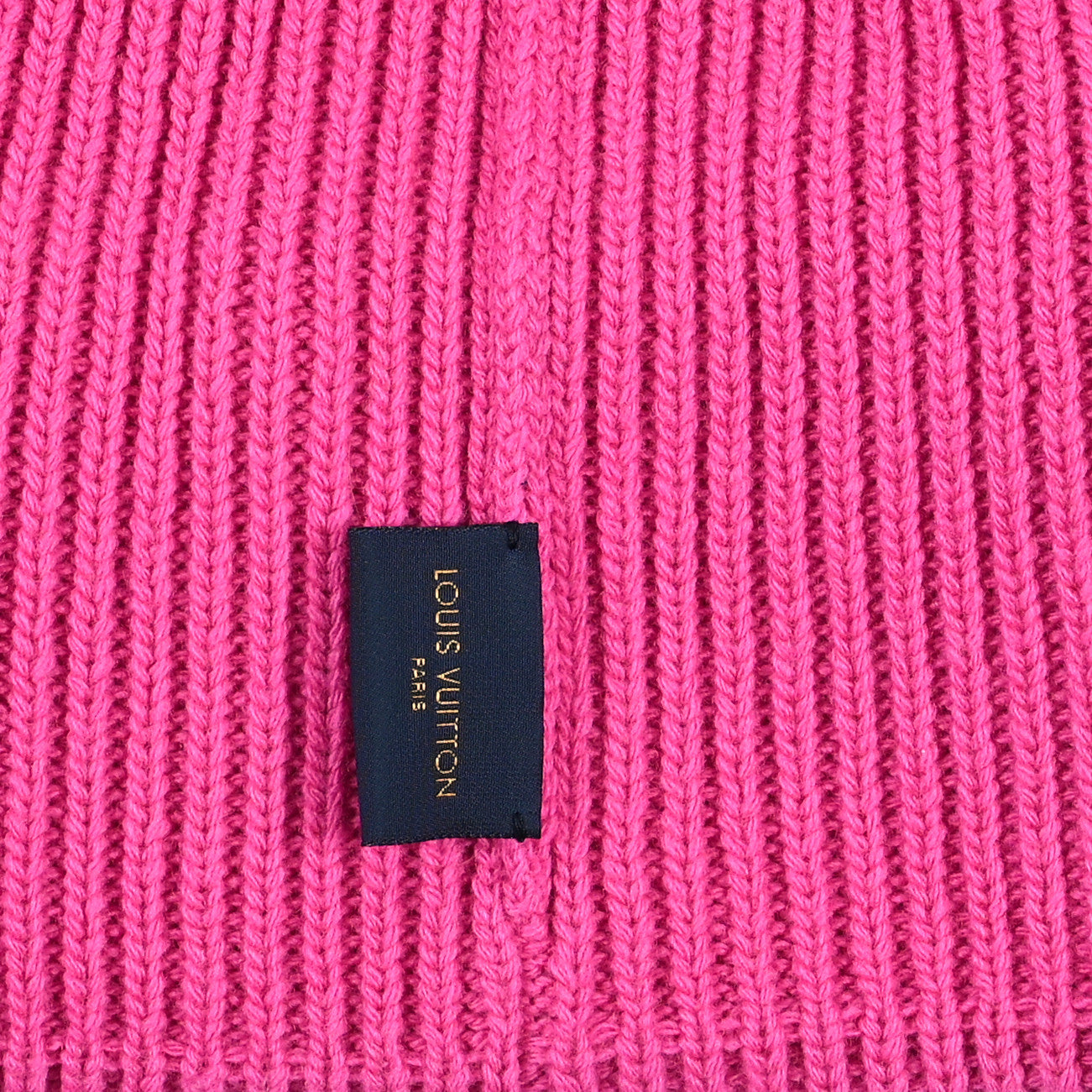 Wool LV initials Monogram Beanie Hat Neon Pink