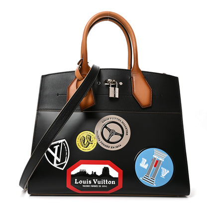 Louis Vuitton Calfskin World Tour City Steamer MM Black 1 of 9