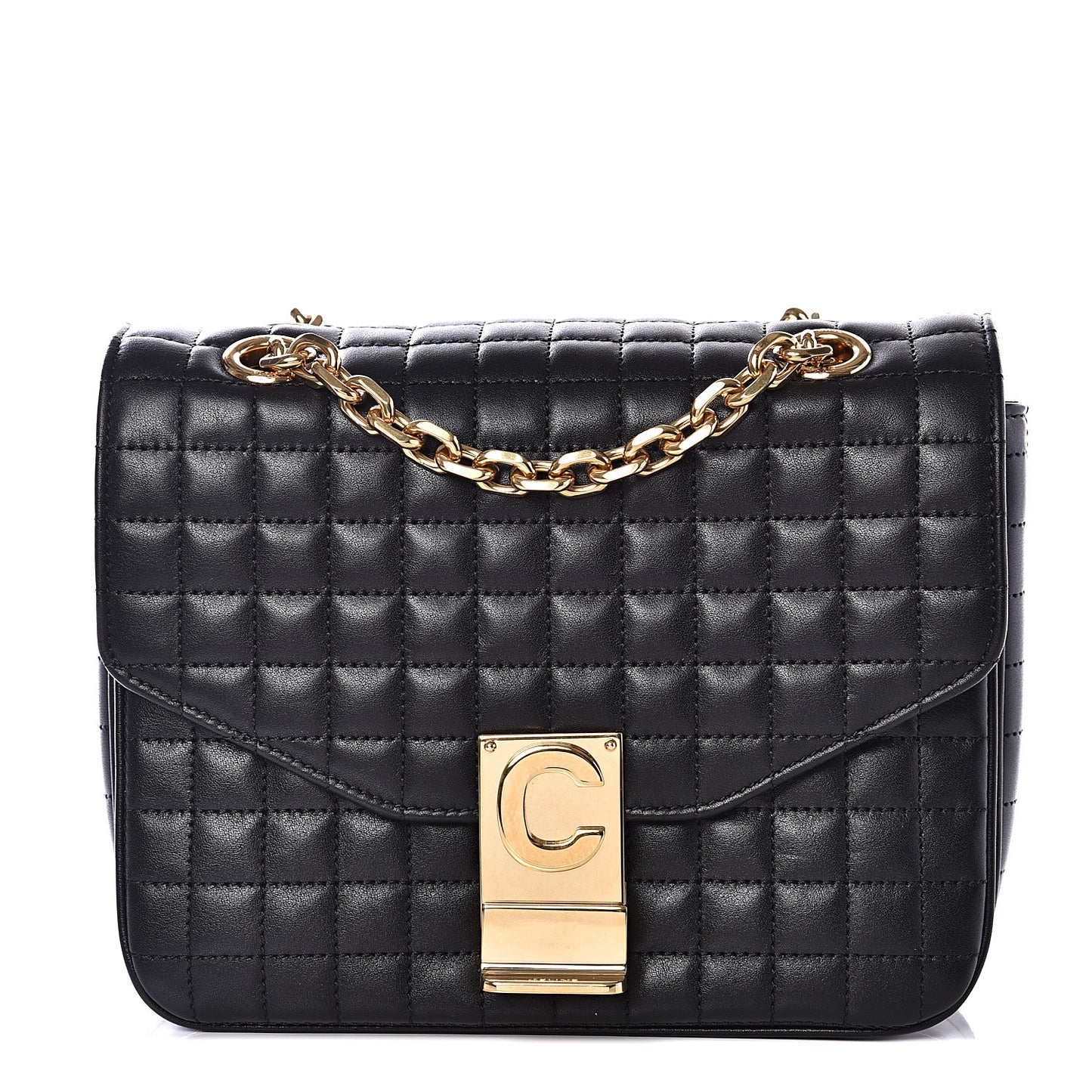 Calfskin Quilted Medium C Bag Black