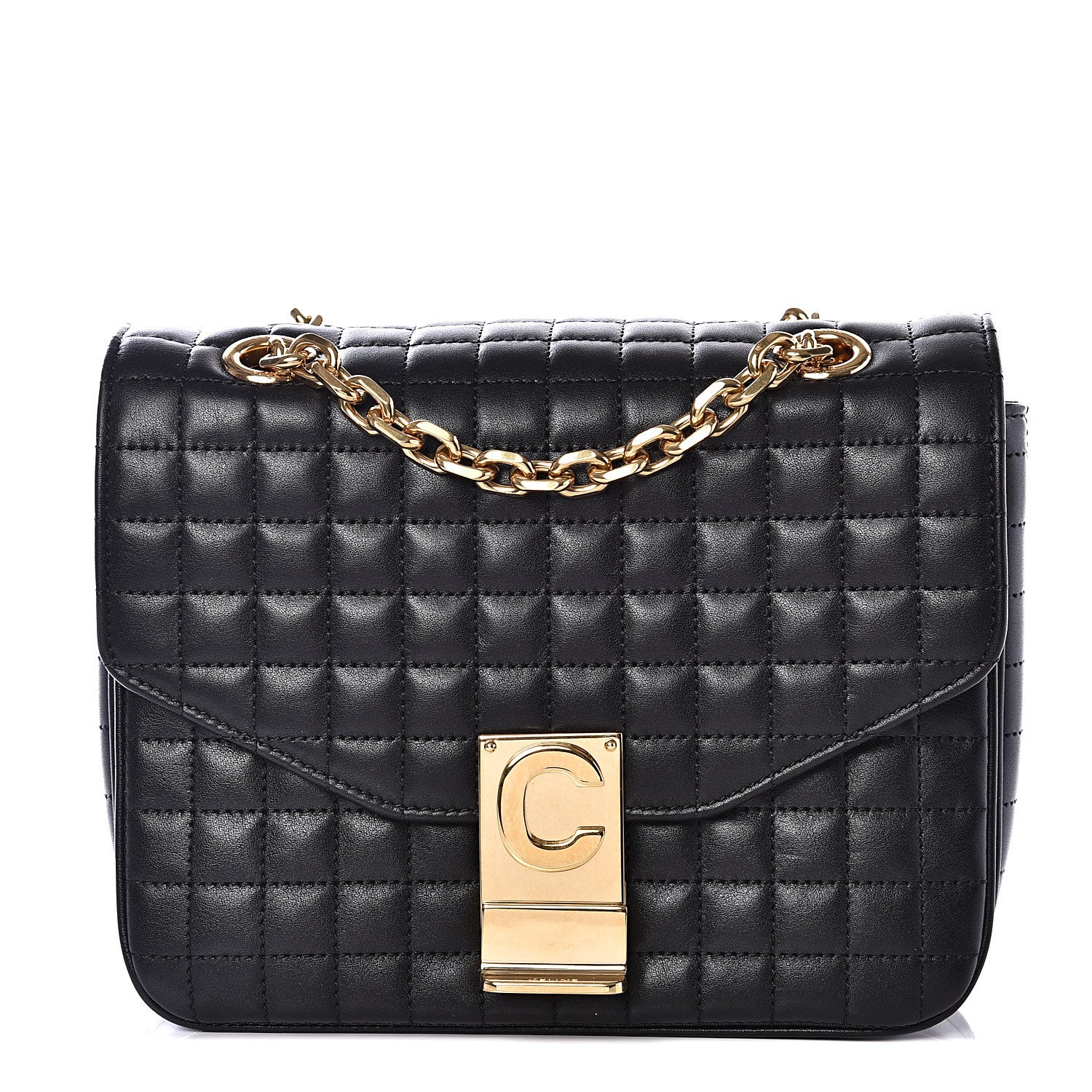 Celine Calfskin Quilted Medium C Bag Black 1 of 8