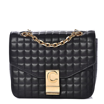 Celine Calfskin Quilted Medium C Bag Black 1 of 8
