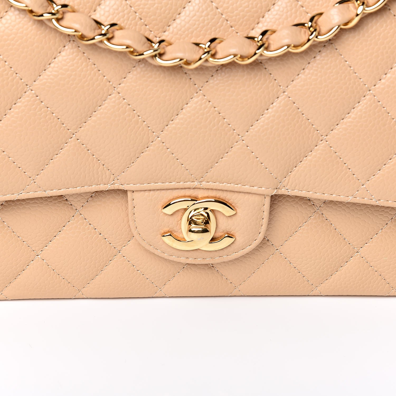 Chanel Caviar Quilted Medium Double Flap Beige Clair 10 of 13