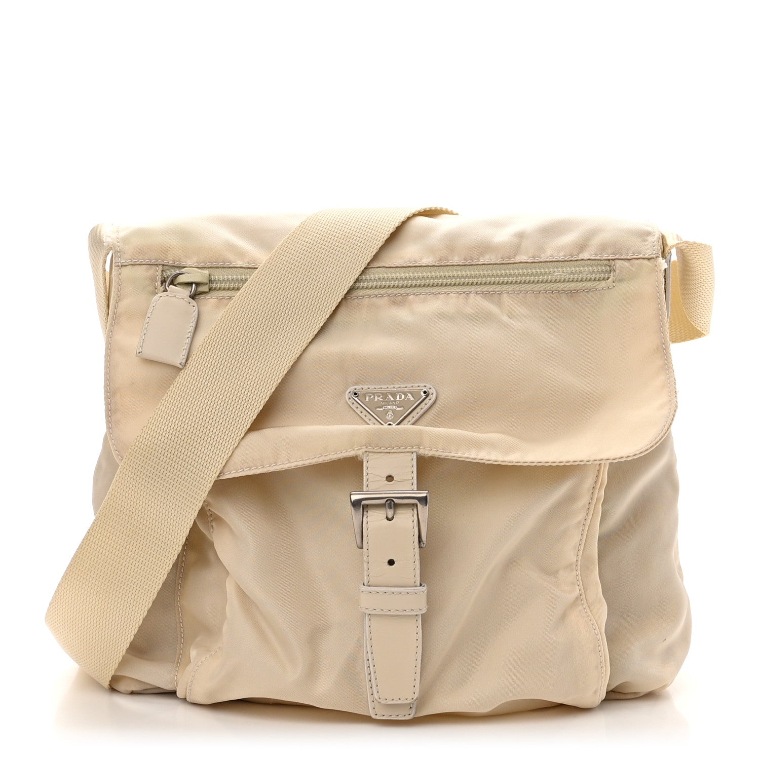 Prada Nylon Vela Saffiano Single Buckle Messenger Shoulder Bag Deserto 1 of 11