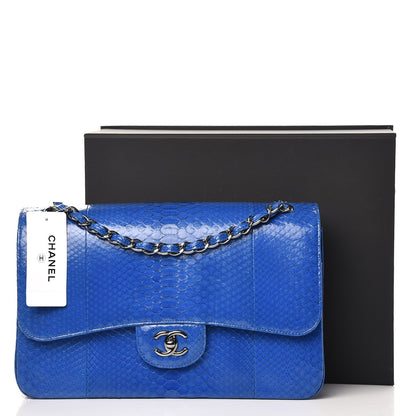 Chanel Python Jumbo Double Flap Bright Blue 9 of 9