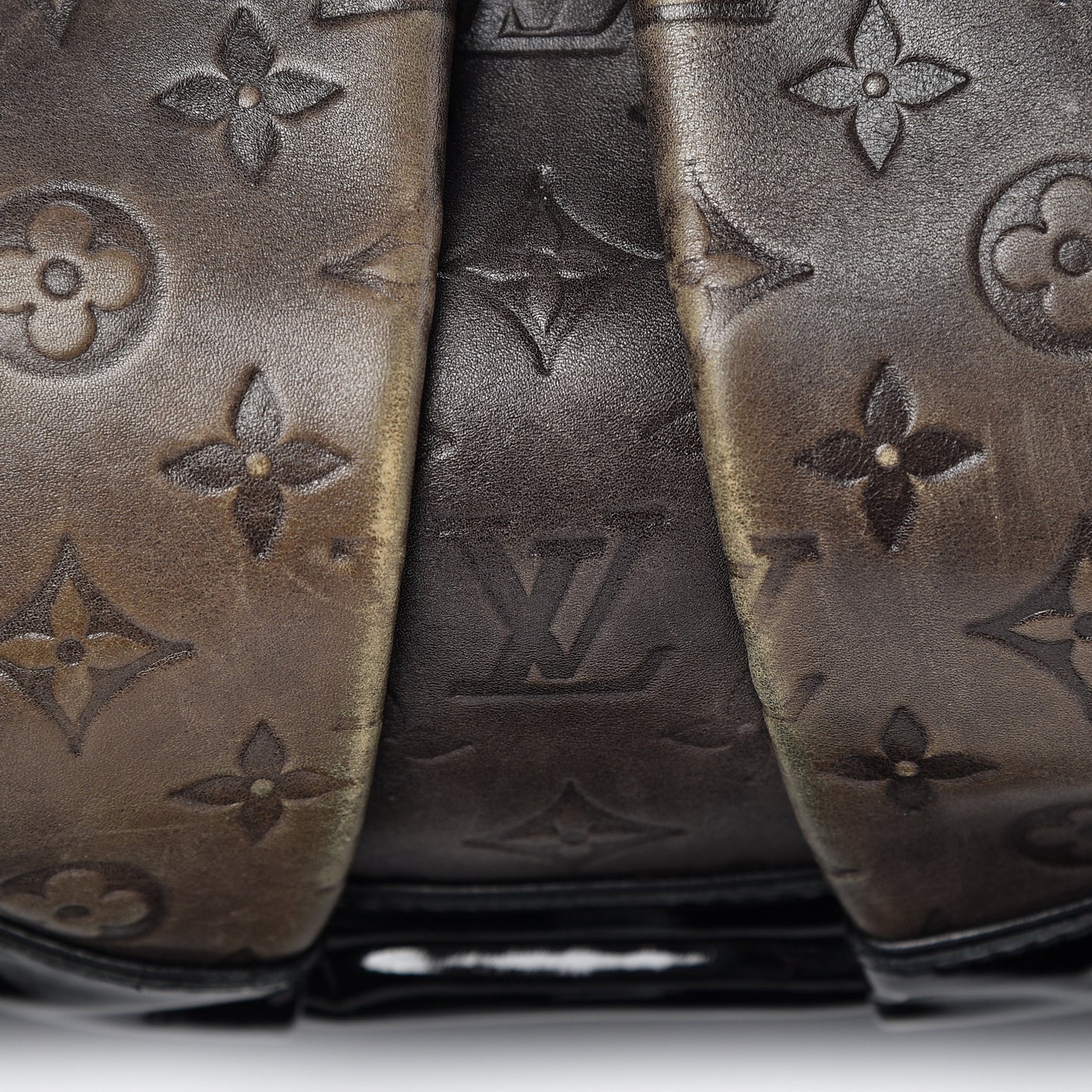 Cuir Patent Embossed Monogram Stephen Bag Grey