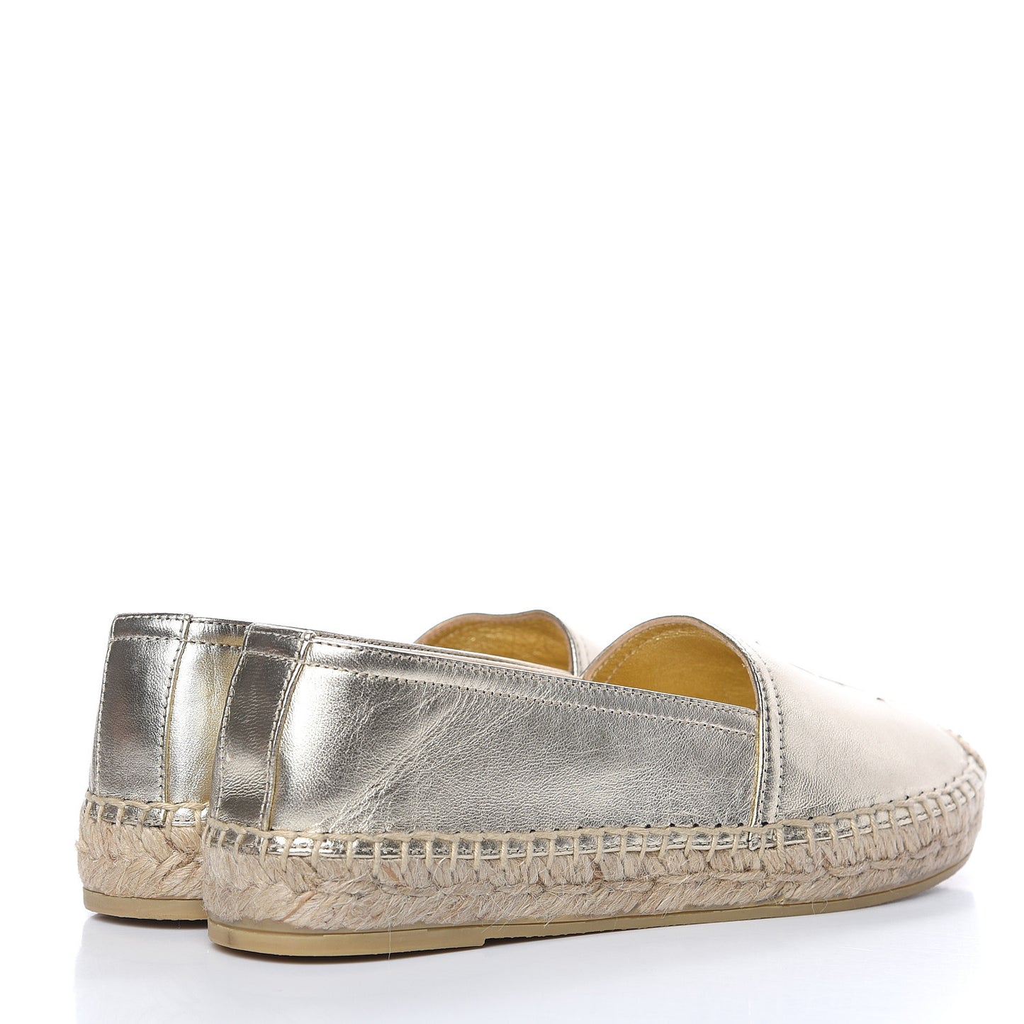 Metallic Lambskin Monogram Espadrilles 35 Platino