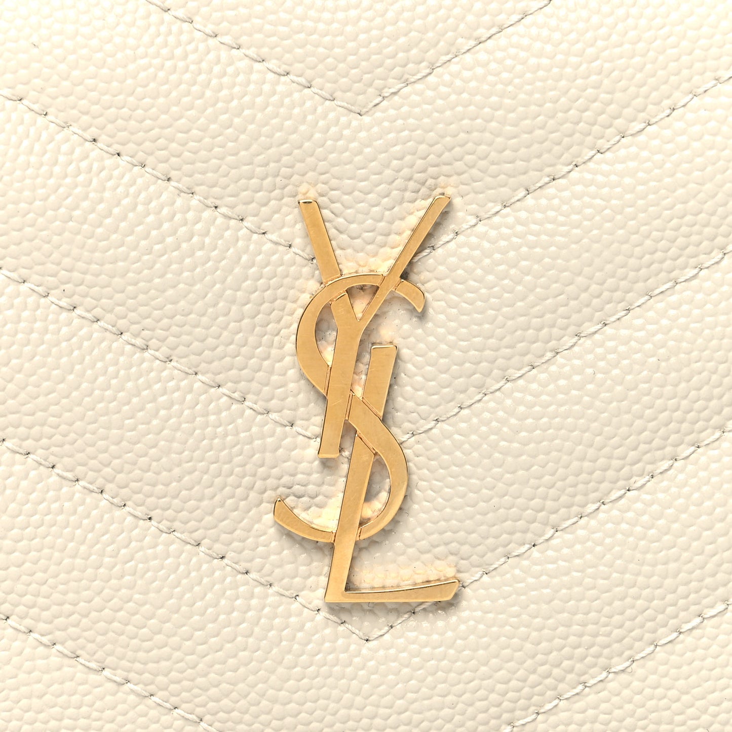 Grain De Poudre Matelasse Chevron Monogram Zipped Card Case Crema Soft