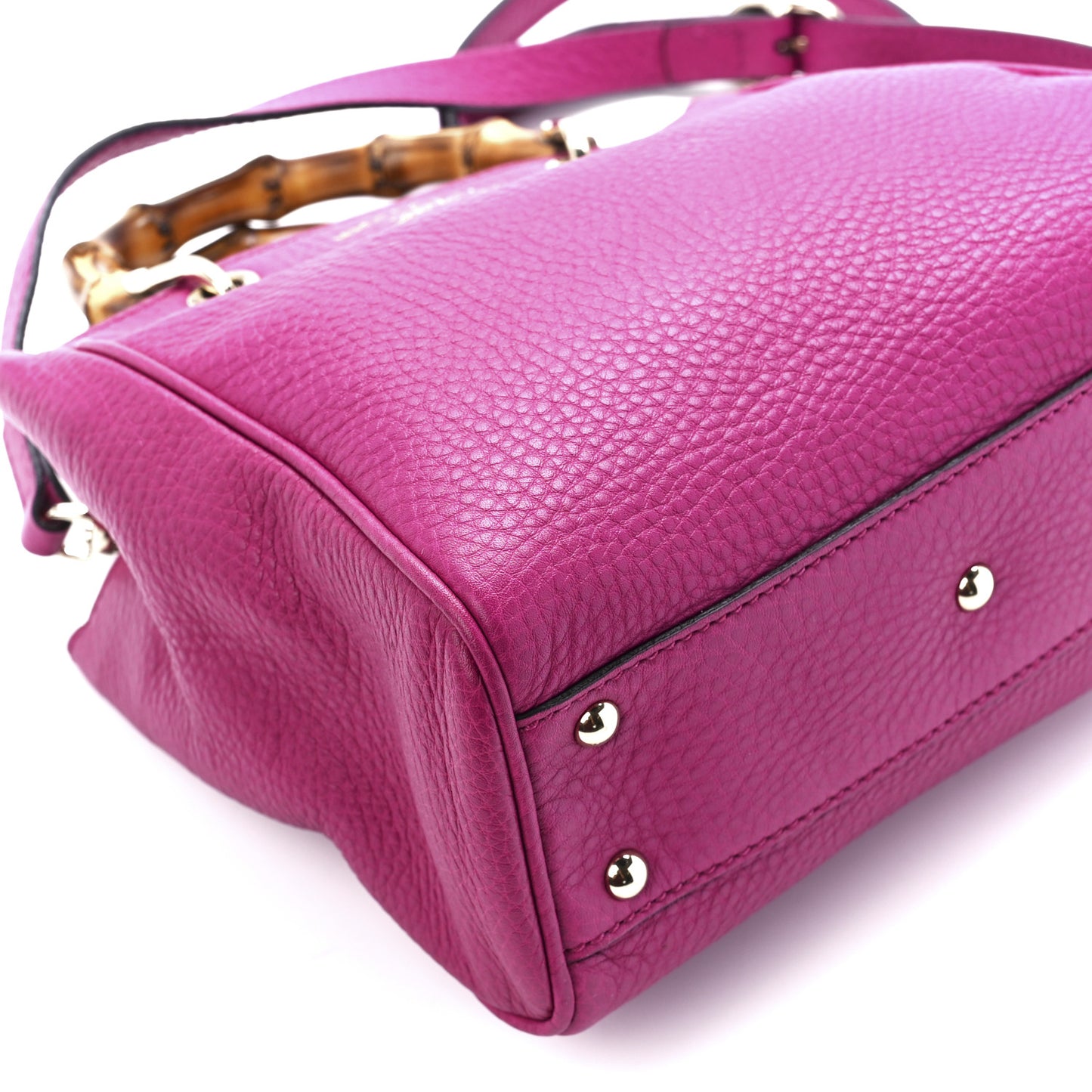 Pebbled Calfskin Mini Bamboo Shopper Tote Bright Bougainvillea
