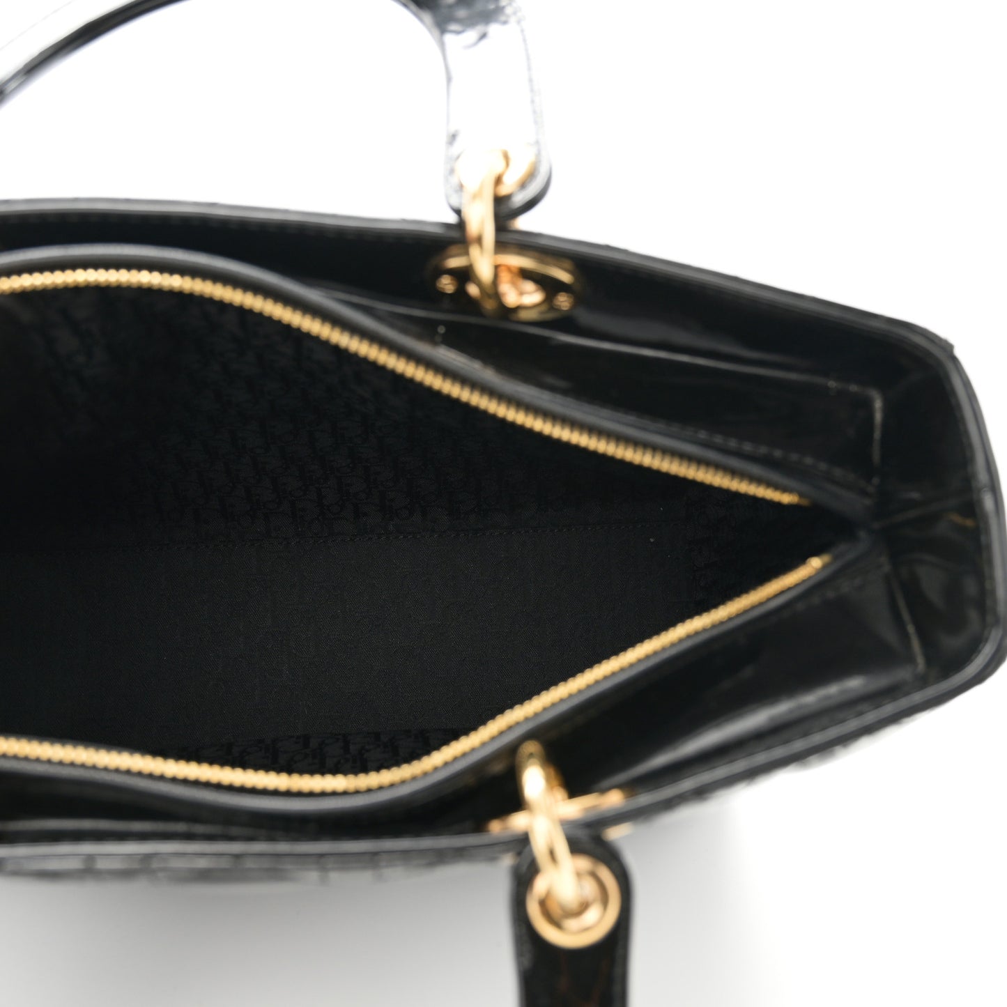 Patent Cannage Large Lady Dior Black