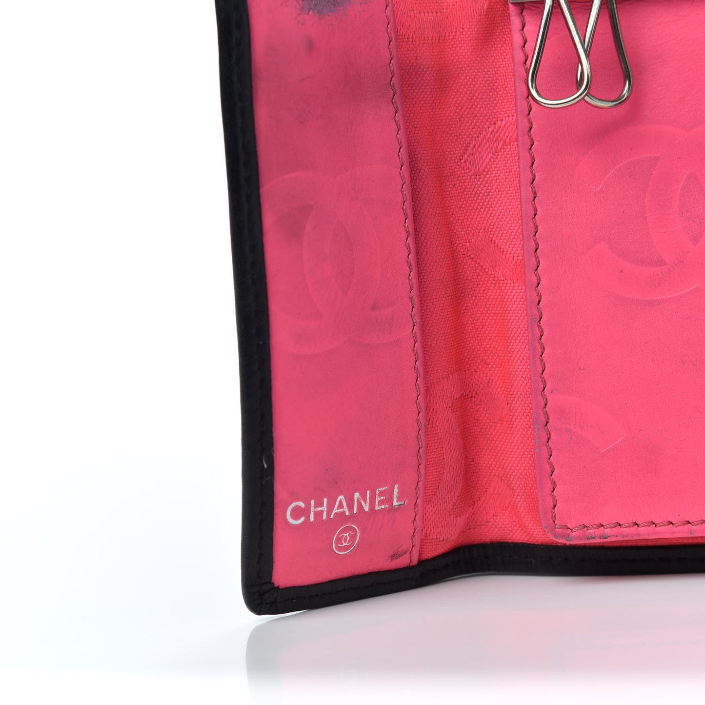 Calfskin Quilted Cambon 6 Key Holder Black