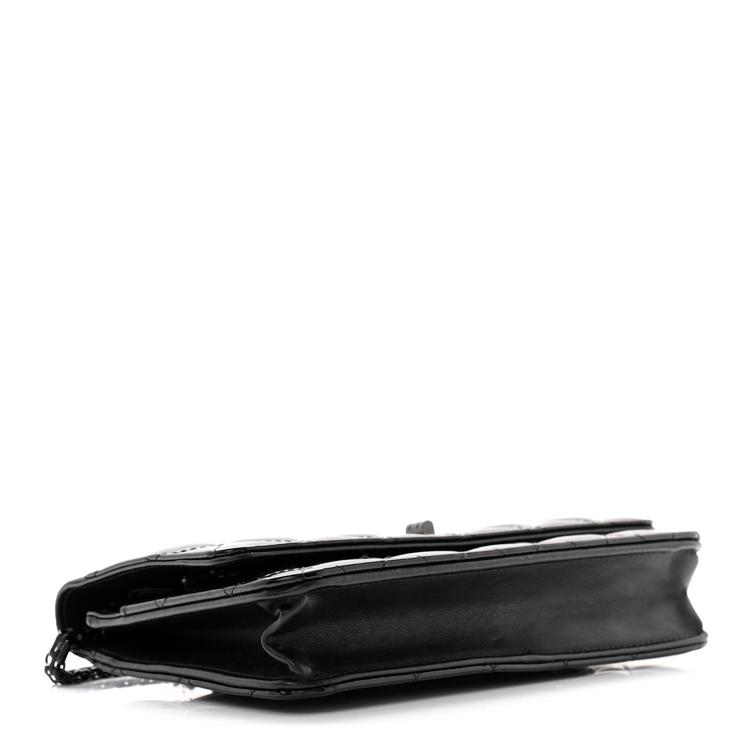 Chanel Patent Calfskin Quilted Reissue Wallet On Chain WOC So Black 4 of 12
