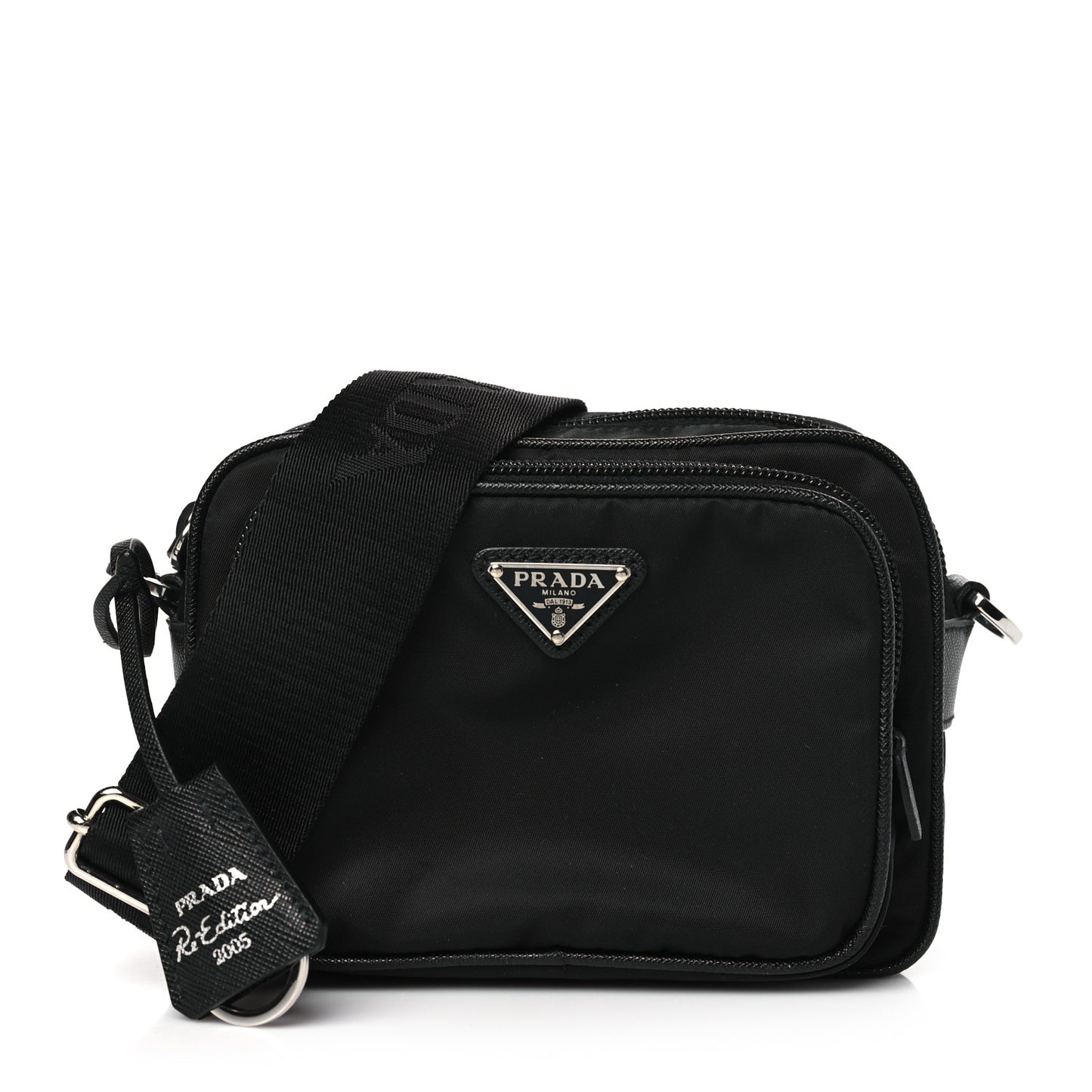 Tessuto Saffiano Brique Crossbody Messenger Bag Black