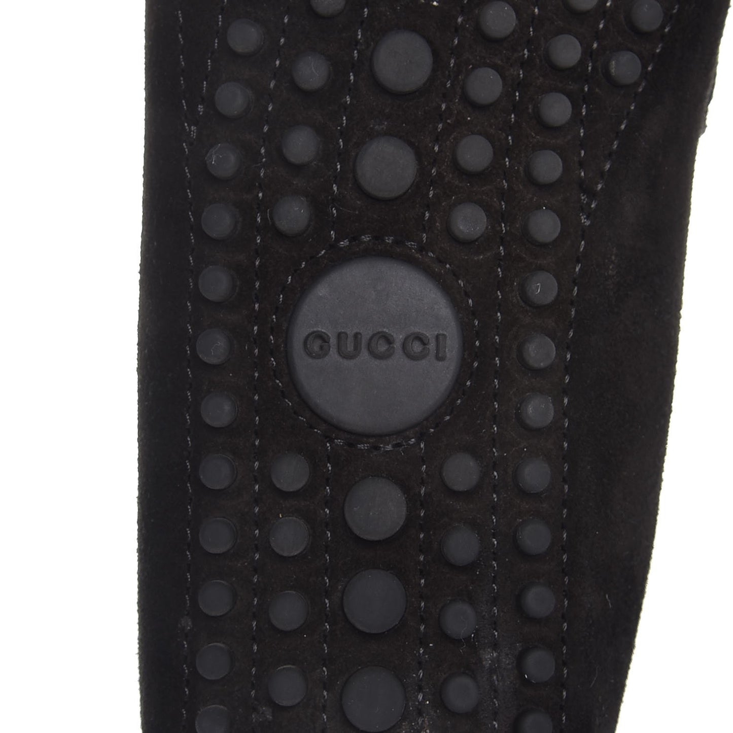 Suede GG Buckle Driver Loafers 37 Nero Black