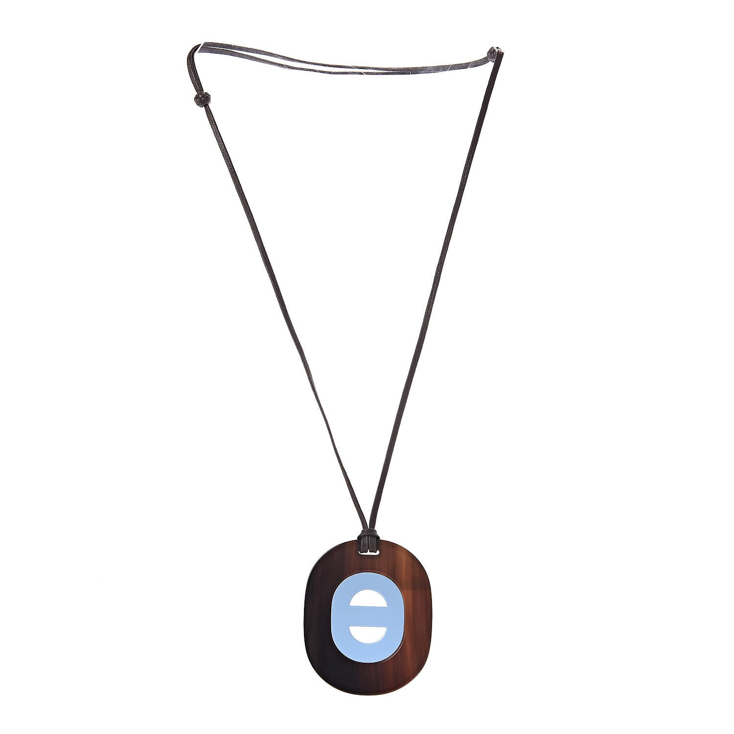 Hermes Lacquered Buffalo Horn Fidelio Pendant Necklace Bleu Lupin 3 of 6