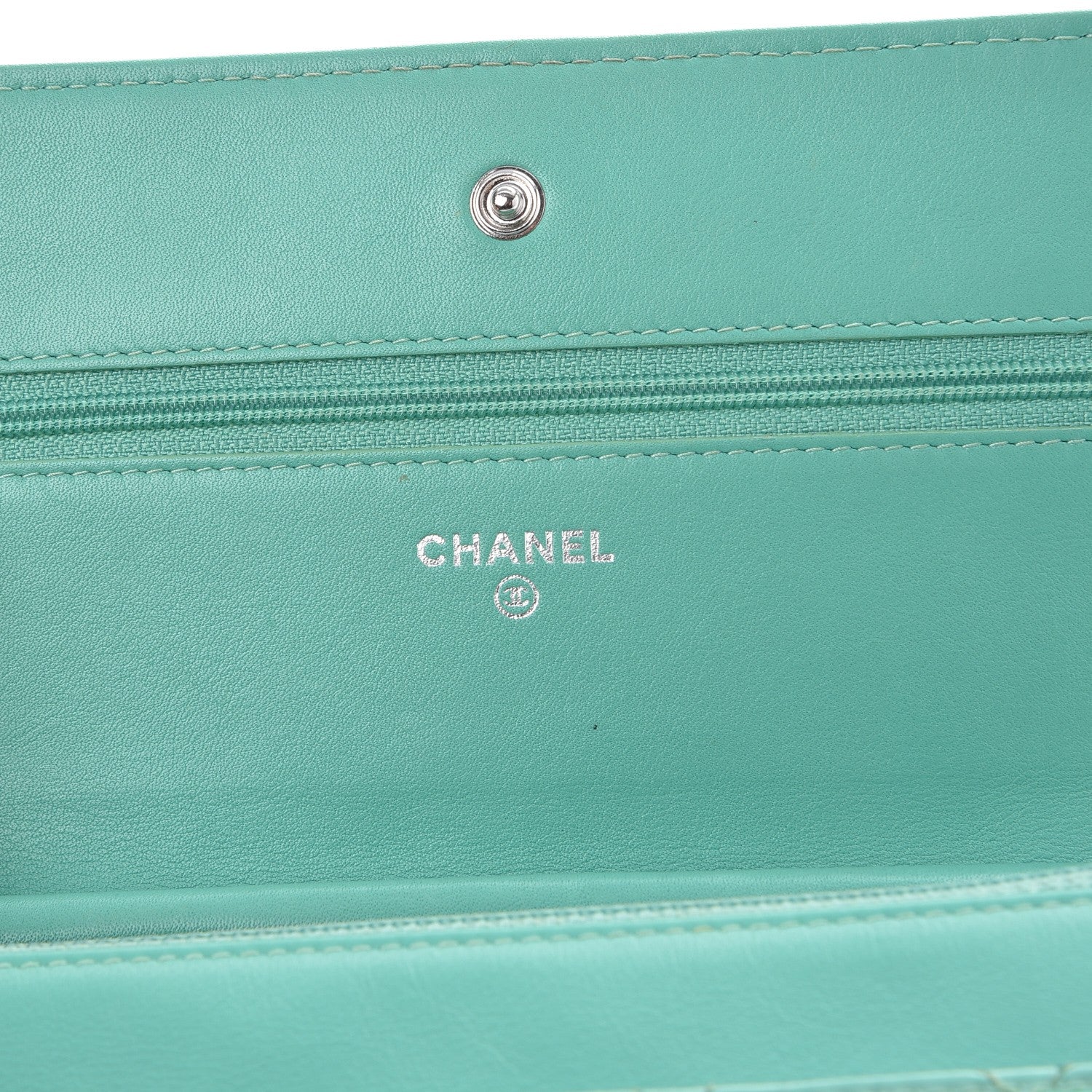 Chanel Patent Quilted Wallet On Chain WOC Green 6 of 12