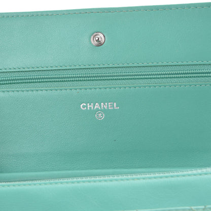Chanel Patent Quilted Wallet On Chain WOC Green 6 of 12