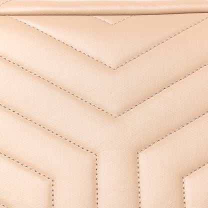 Saint Laurent Calfskin Y Quilted Monogram Medium Loulou Chain Satchel Nude Powder 10 of 11