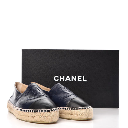 Chanel Lambskin CC Espadrilles 38 Navy Black 9 of 9