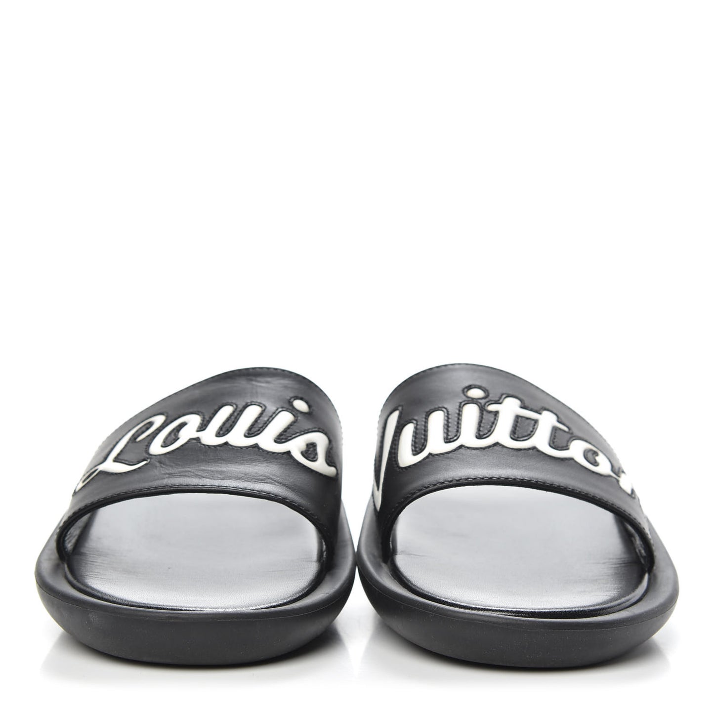 Calfskin Logo Sunbath Slide Sandals 38 Black