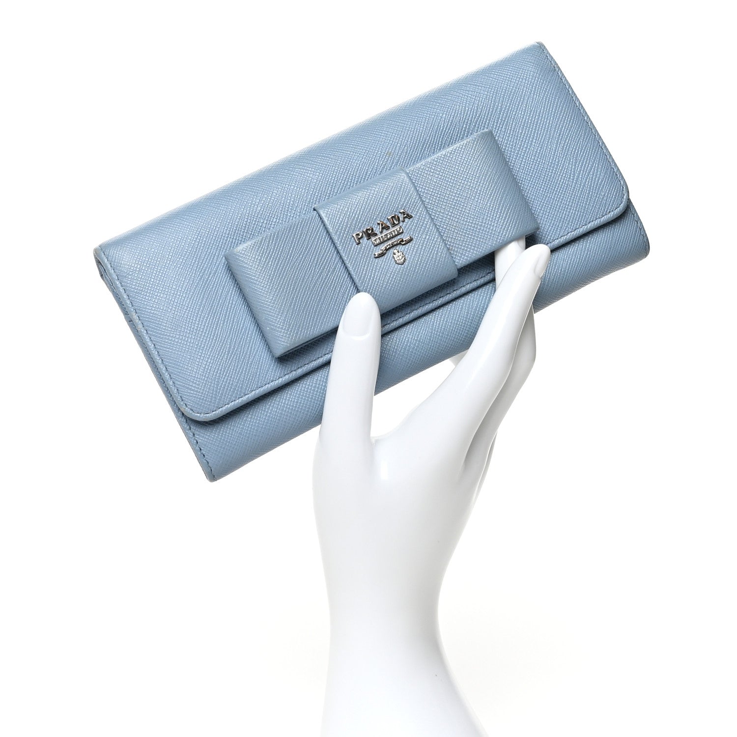 Prada Saffiano Fiocco Bow Continental Wallet Astrale 3 of 13