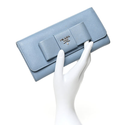 Prada Saffiano Fiocco Bow Continental Wallet Astrale 3 of 13
