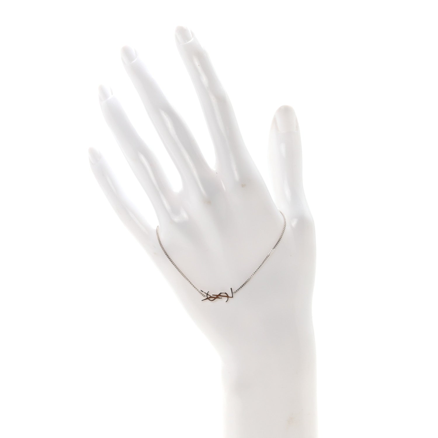 Saint Laurent Brass Monogram Charm Bracelet Silver 2 of 4
