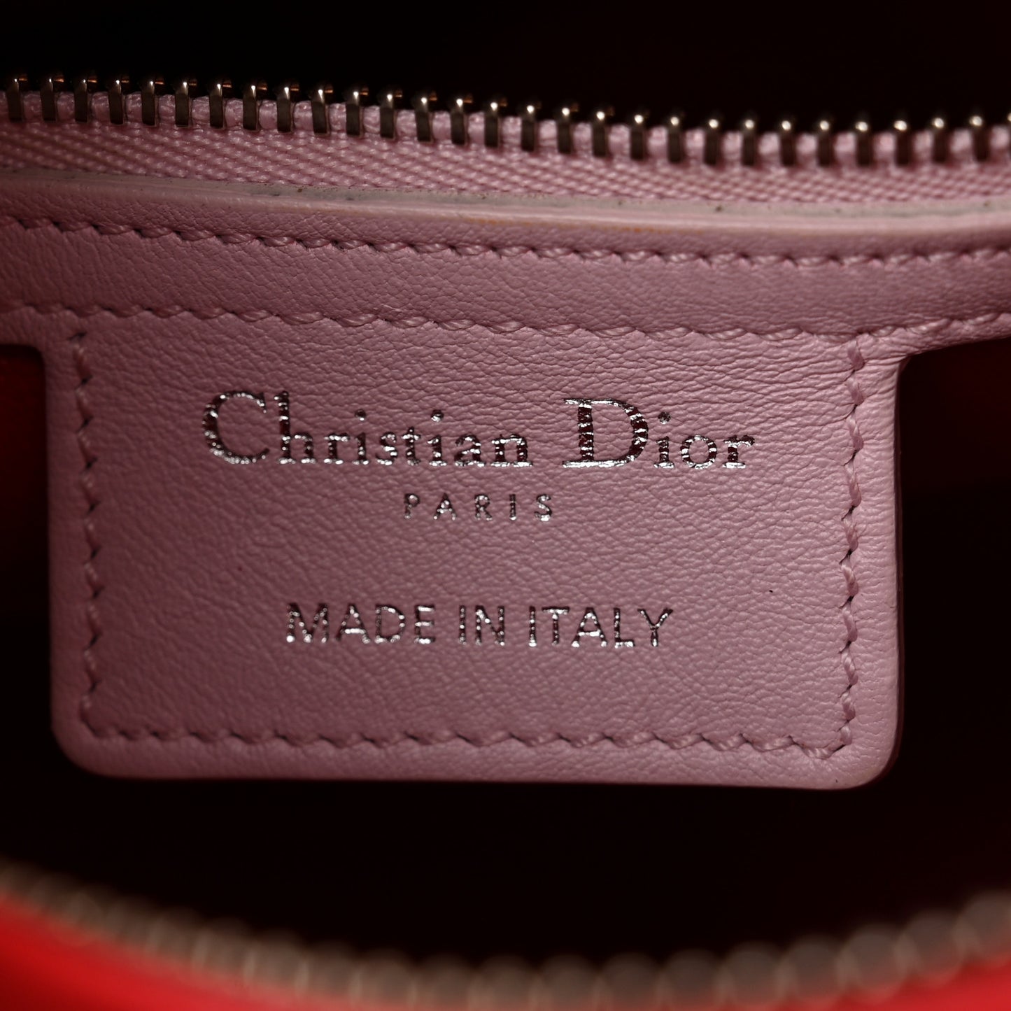 Smooth Calfskin Embroidered Medium Lady Dior Pink Multicolor