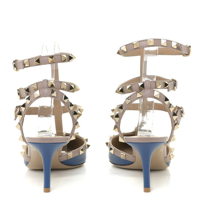 Valentino Garavani Calfskin Rockstud Ankle Strap 65mm Pumps 38 Baltique Poudre 5 of 10