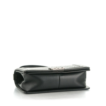 Chanel Wrinkled Lambskin Chevron Quilted Medium Boy Flap Black 5 of 9