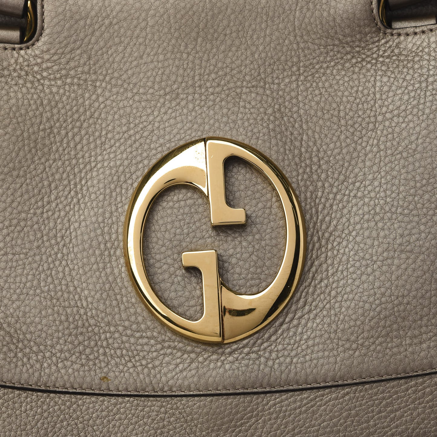 Metallic Pebbled Calfskin Medium 1973 Top Handle Satchel Golden Beige