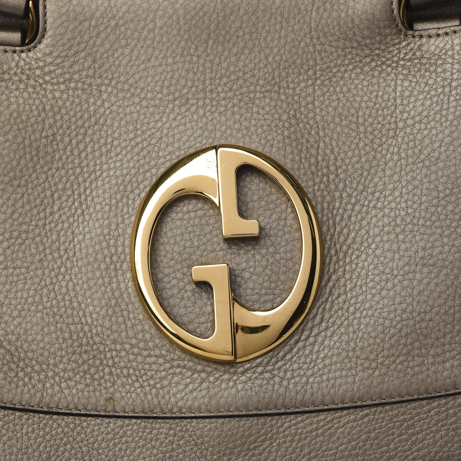 Gucci Metallic Pebbled Calfskin Medium 1973 Top Handle Satchel Golden Beige 6 of 8