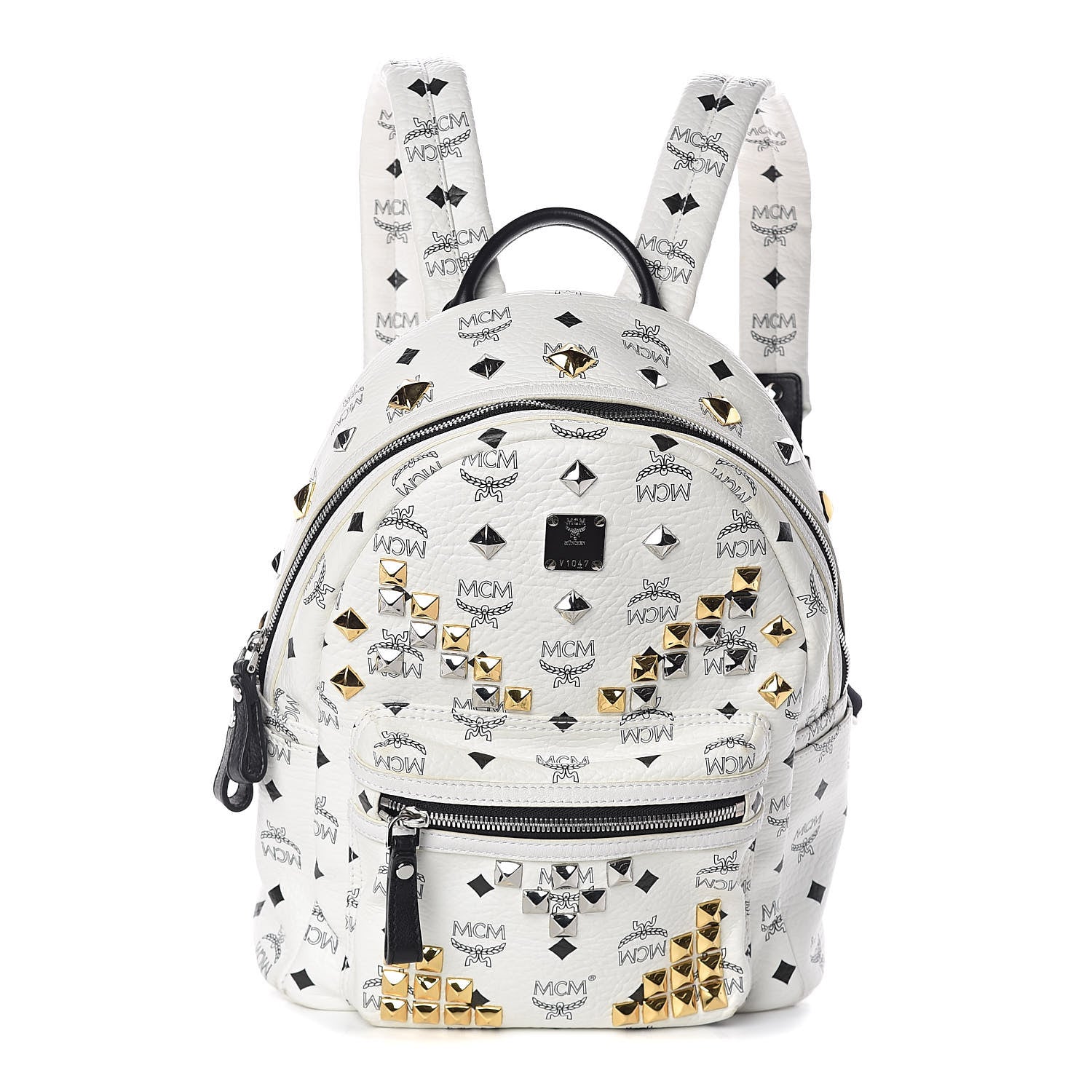MCM Visetos Studded Small Stark M Backpack White 1 of 9