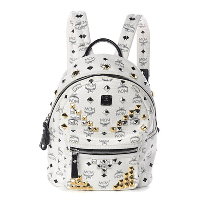 MCM Visetos Studded Small Stark M Backpack White 1 of 9