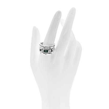 David Yurman Sterling Silver Diamond Hampton Blue Topaz 15mm Stax Five-Row Ring 62 10 2 of 5