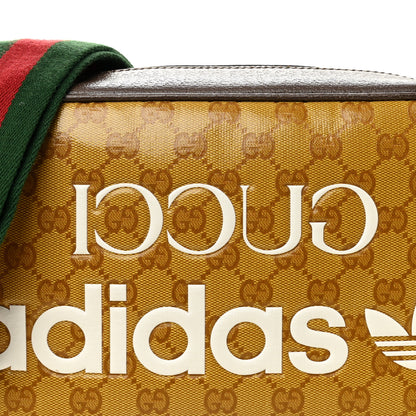 Gucci X ADIDAS Crystal Vintage Monogram Textured Dollar Calfskin Web Trefoil Logo Small Messenger Bag Mid Natural Nut Off White New Acero 8 of 11