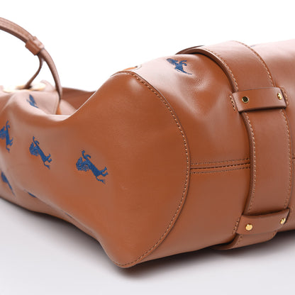 Chloe Smooth Calfskin Little Horses Embroidered Tao Zipped Tote Caramel 8 of 13