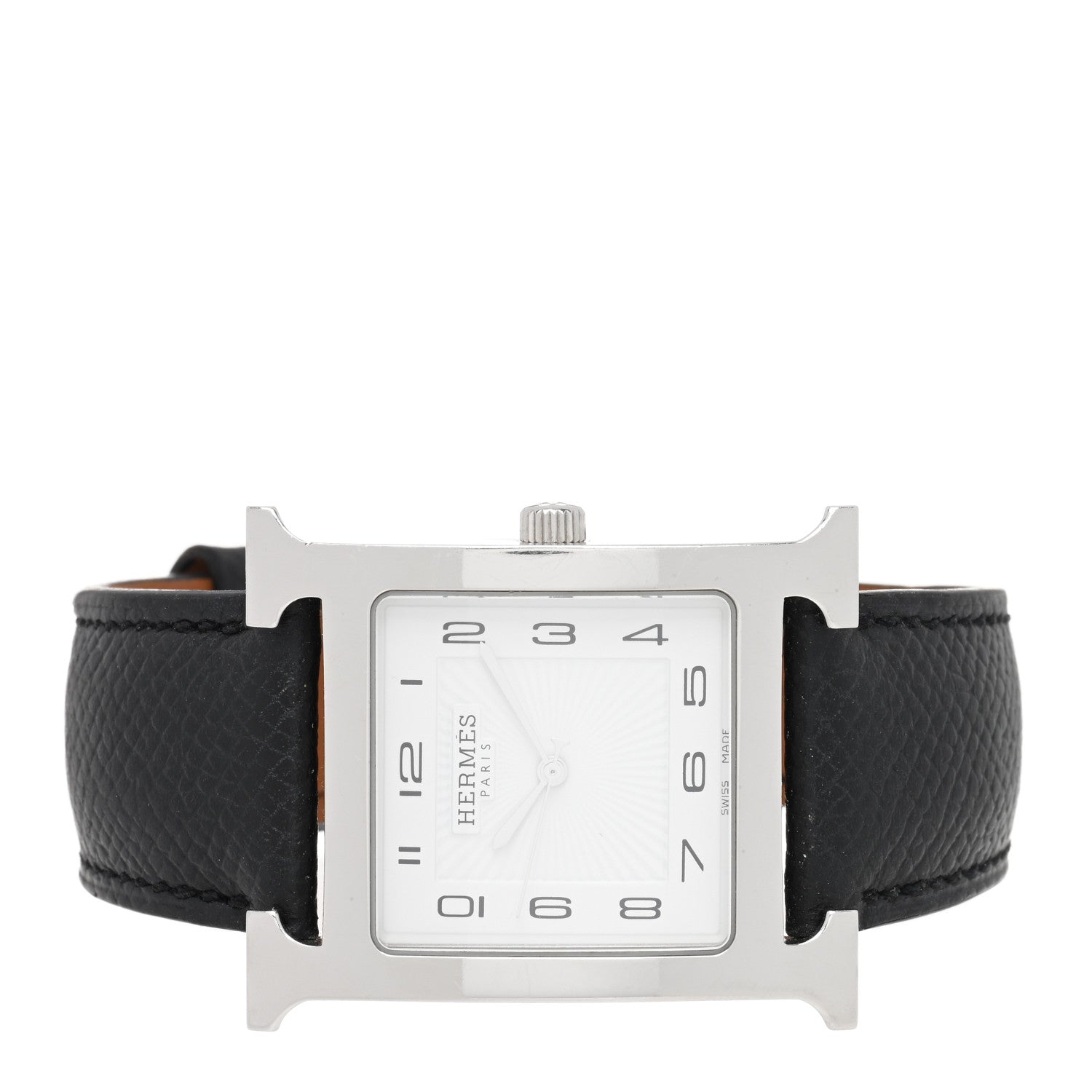 Hermes Stainless Steel Epsom 30.5mm Heure H Hour Quartz Watch Noir 2 of 4