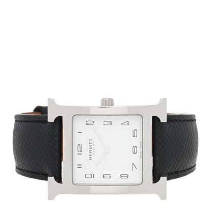 Hermes Stainless Steel Epsom 30.5mm Heure H Hour Quartz Watch Noir 2 of 4