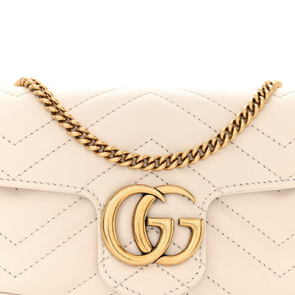 Gucci Calfskin Matelasse Super Mini GG Marmont Shoulder Bag White 8 of 10