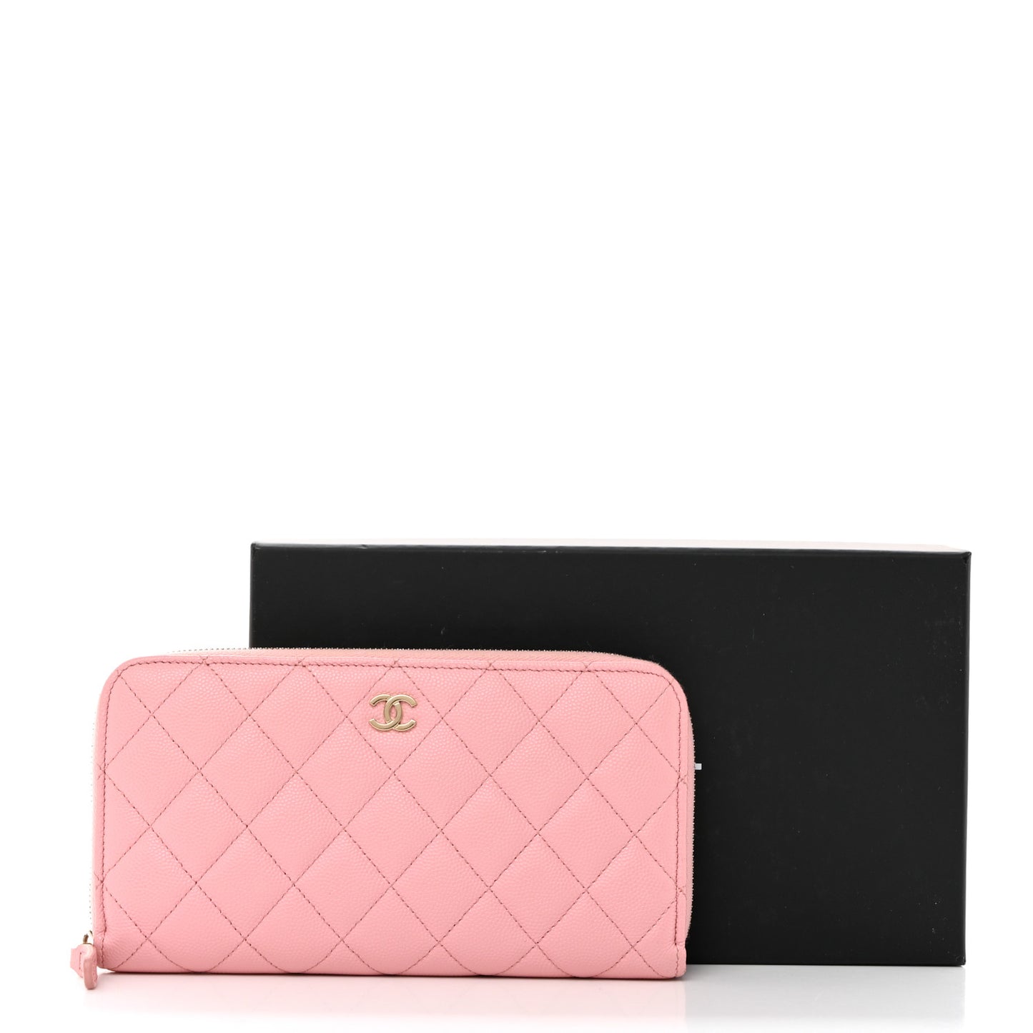 Caviar Quilted Large Gusset Zip Around Wallet Pink